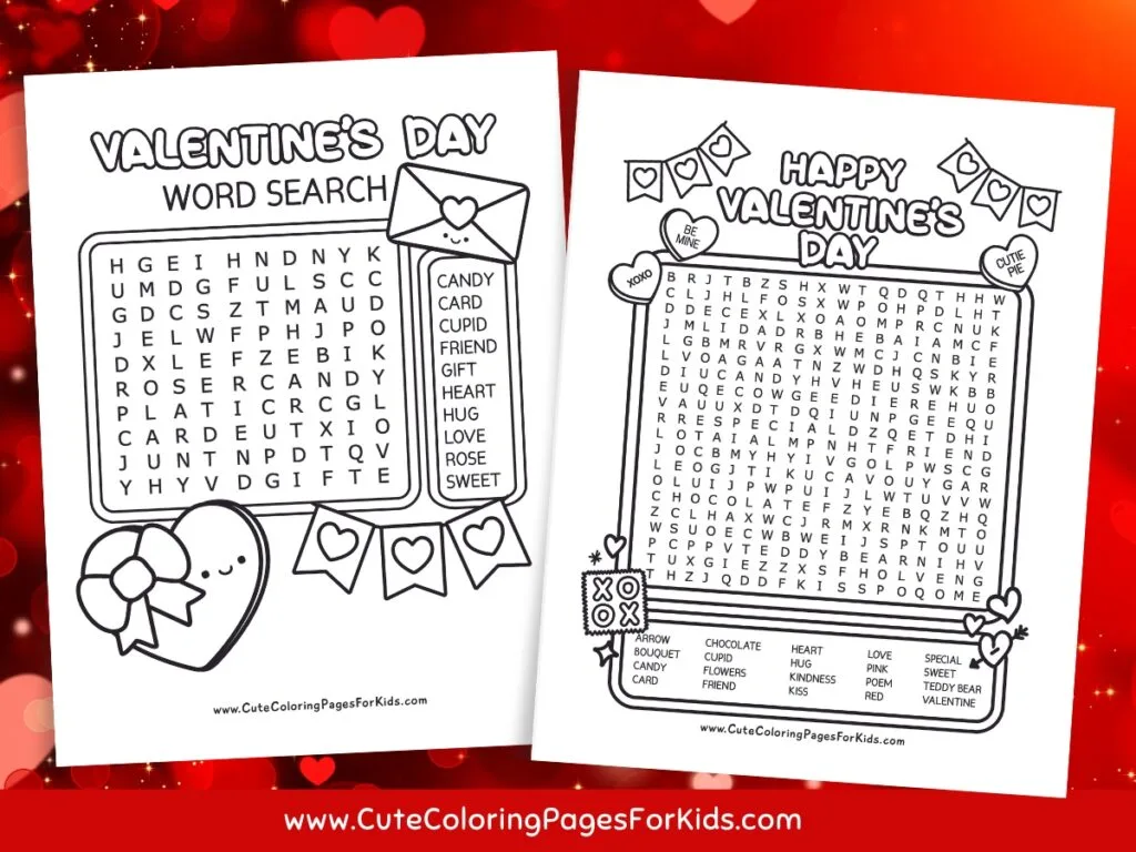 free printable valentine's day word search for kids - cute